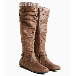 WIDE CALF- Tall faux leather boots- never worn.